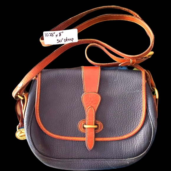 Dooney & Bourke Handbags - Dooney And Burke Crossbody strap purse navy blue and brown pebble leather
